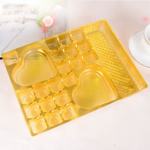 golden plastic disposable blister tray chocolate packaging(PP packaging)